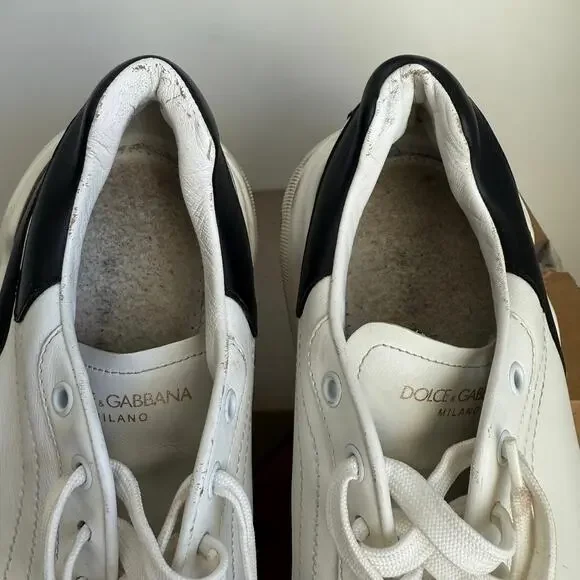 Dolce & Gabbana Daymaster White/Black Men Leather Sneakers - SZ 11